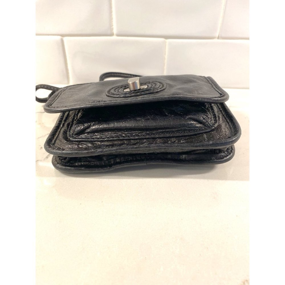 Fossil Mini Leather Crossbody Bag Black Crackled Finish/ Twist Lock SL2206 - Picture 5 of 6